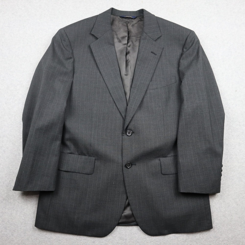Brooks Brothers Blazer Mens 40S Brooksease Charcoal Grey Wool Pinstripe Made USA